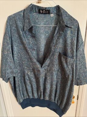 Alan Stuart Blue Speckled Knit Polo